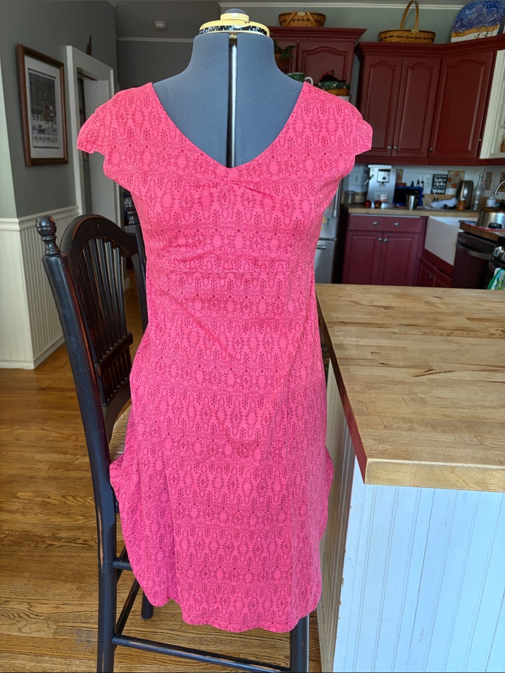 Toad&Co Coral Pink Graphic Amelia dress size medium with Logo Print